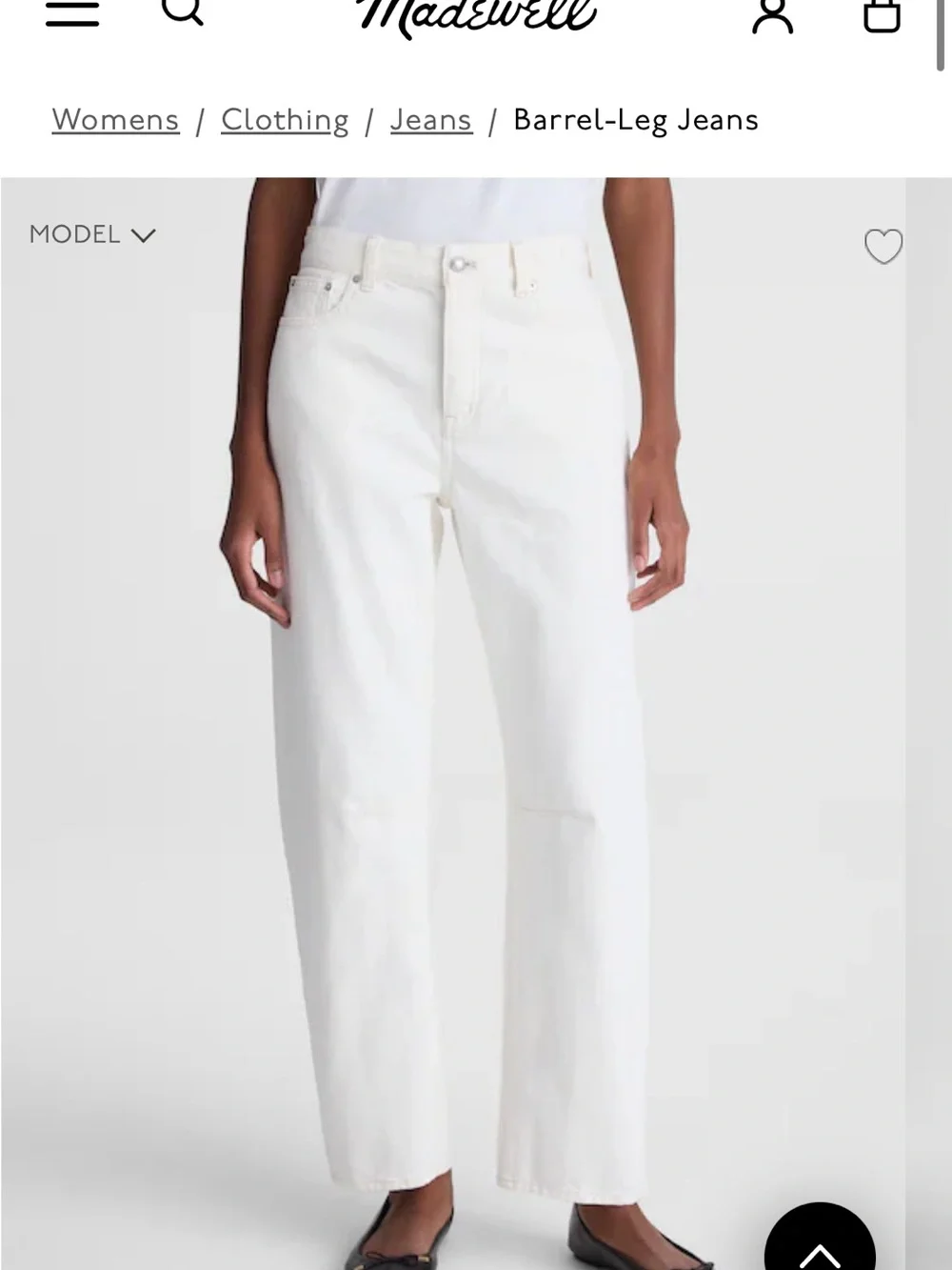 Madewell women's Off-White barrel Jeans